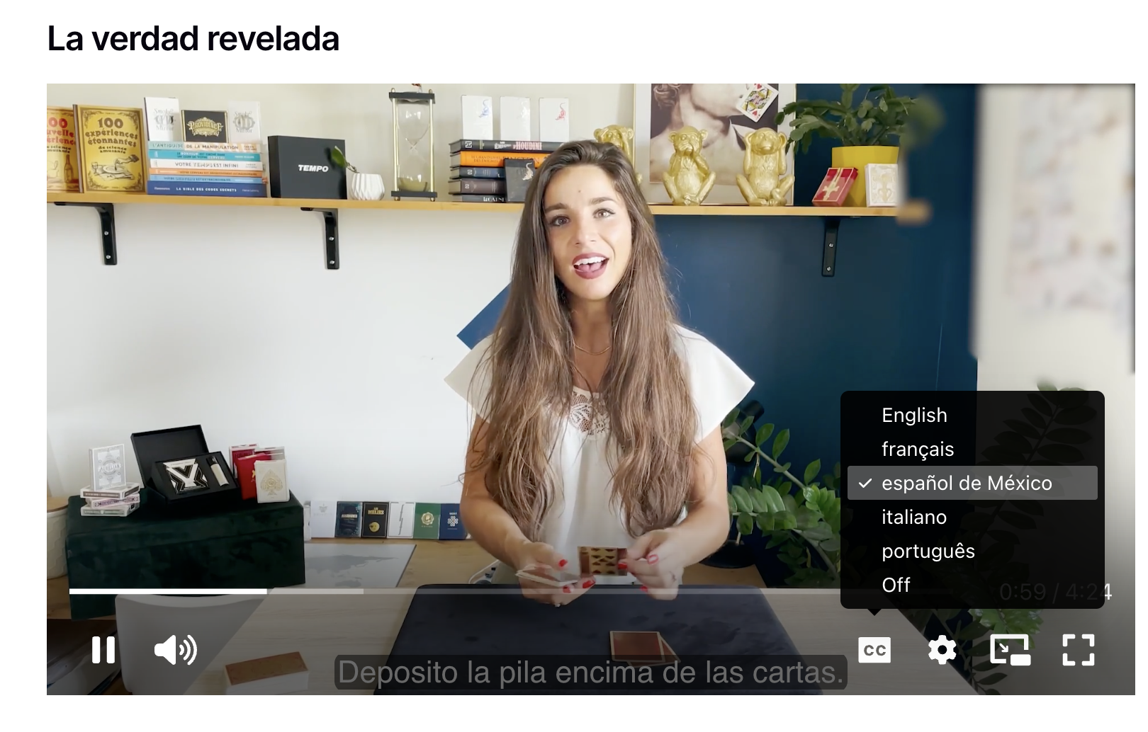 Curso de magia Marine Feral — subtítulos disponibles en francés, inglés, español, portugués e italiano