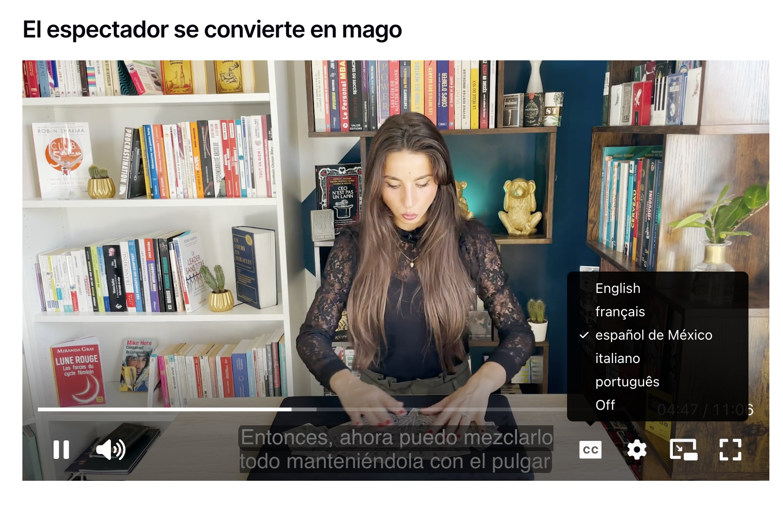 Curso primeros trucos de magia Marine Feral subtítulos disponibles en cinco idiomas